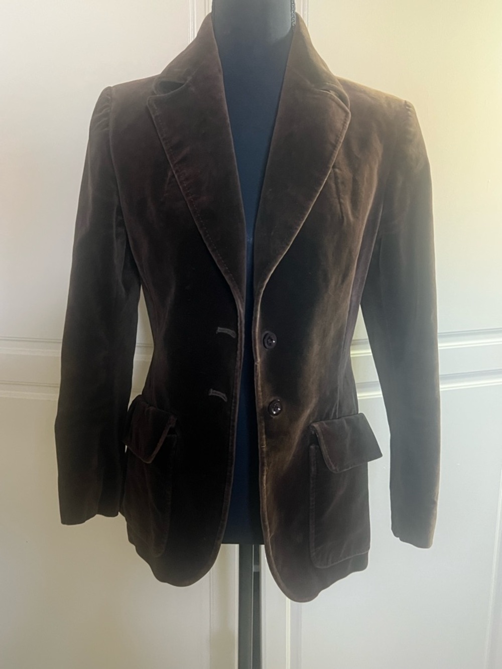 Vintage Jaeger Velvet Blazer Brown UK 10 Tailored Jacket Made in England